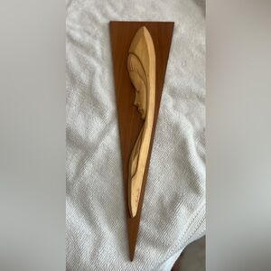 Vintage wood carving by Bourgault -madonna woman